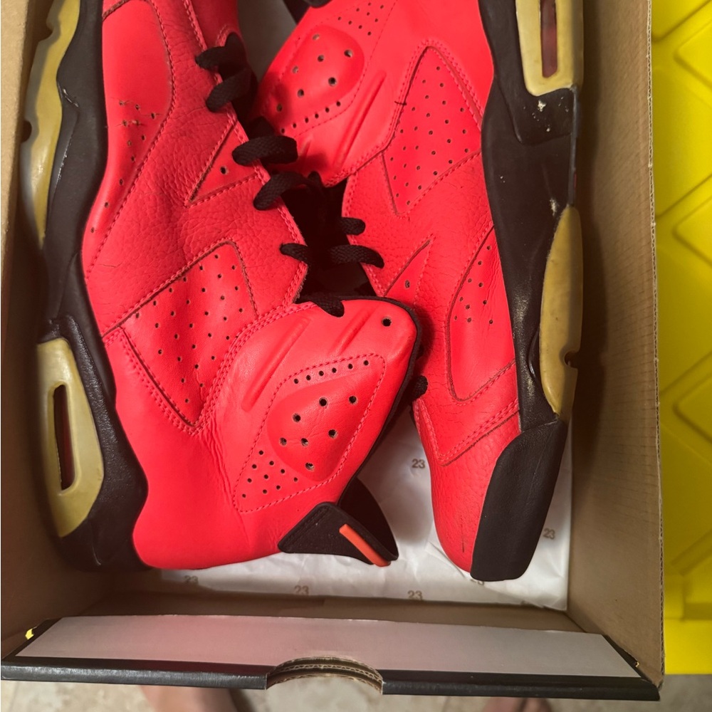 Jordan Reveal Infrared Red Black and Gold Sneakers